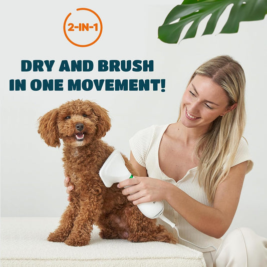2-in-1 Dog Hair Dryer with Brush for Small Dogs and Cats, Pet Blow Dryer