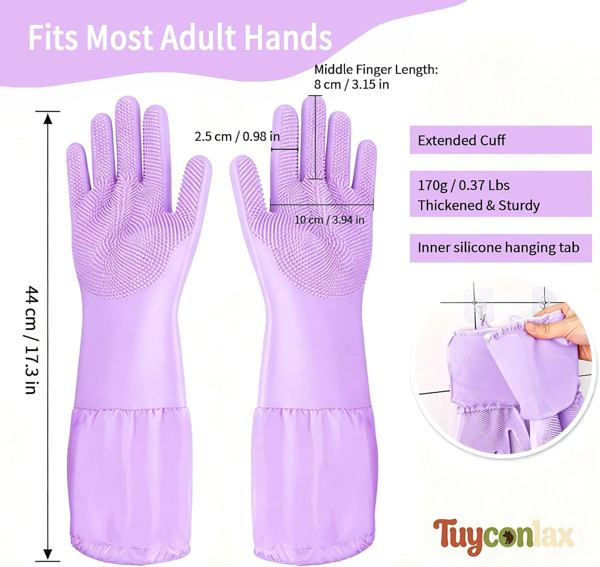 Long Sleeve Dog & Cat Washing Gloves, Pet Bathing Grooming Tool