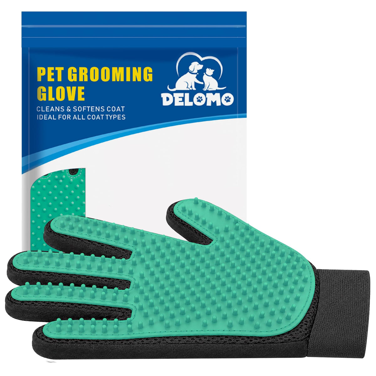 Pet Hair Removal Glove with 255 Silicone Tips for Dogs & Cats, Right Pink