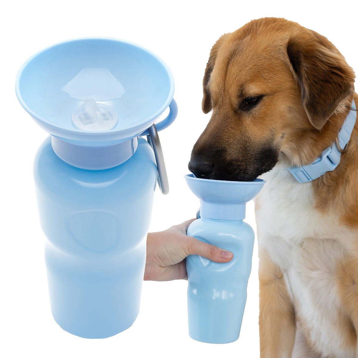 Springland 22oz Classic Portable Dog Water Bottle with Built-in Bowl,Indigo