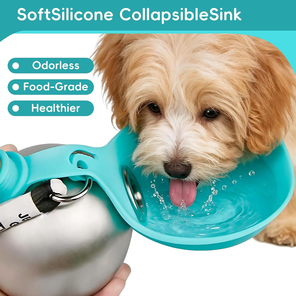 2 in 1 Portable Dog Water Bottle, 10oz Stainless Steel Leak Proof Pet Water Bottle with Foldable Silicone Bowl, Outdoor Travel Water Bottle for Dogs Walking Hiking Camping, 2 Pack Pink