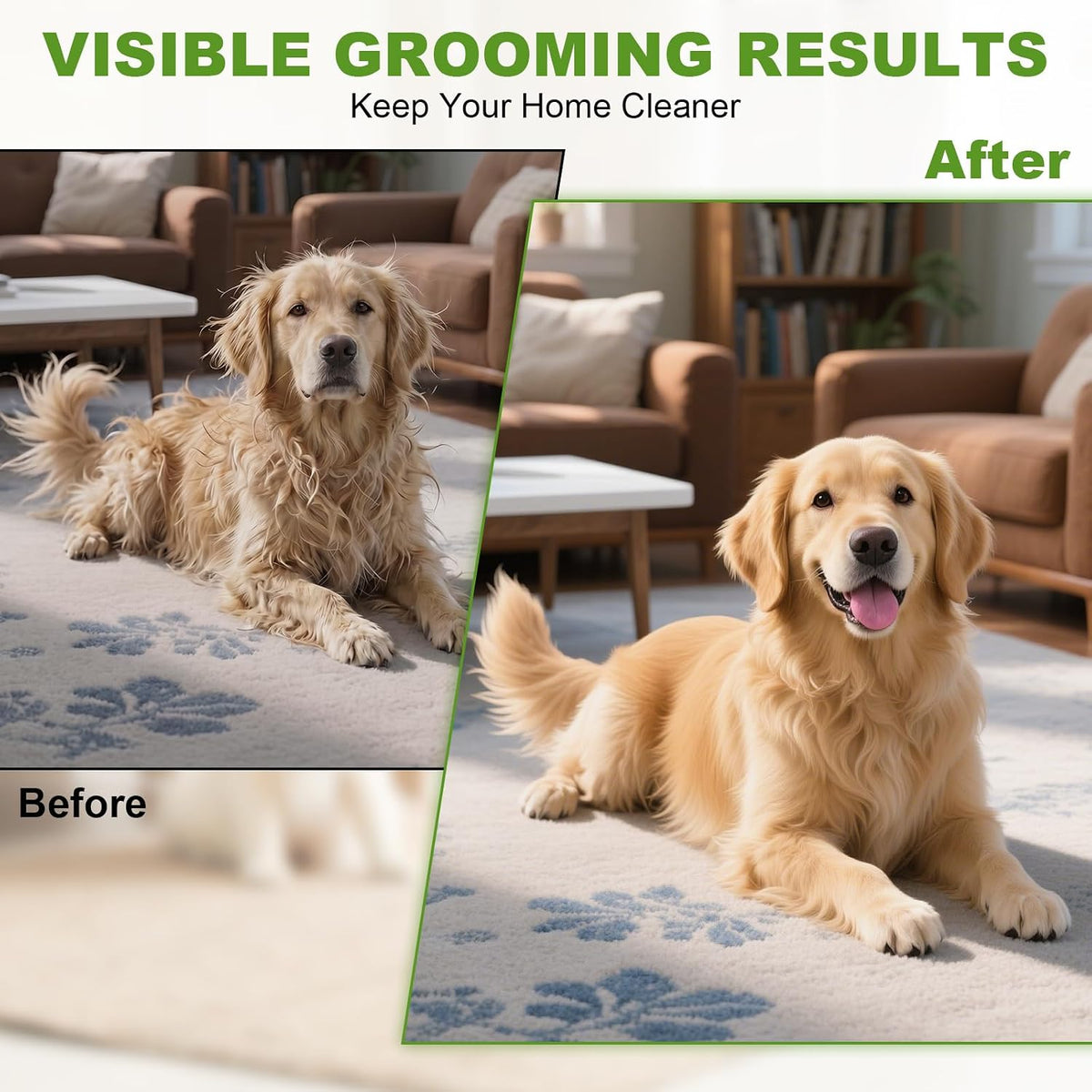 2026 New Double-Sided Dematting Comb for Dogs & Cats, Pet Grooming Tool for Long Haired Thick Double Coat Pets, Undercoat Rake Deshedding Brush for Tangles Matted Shedding Fur, Grey-L-1Pcs