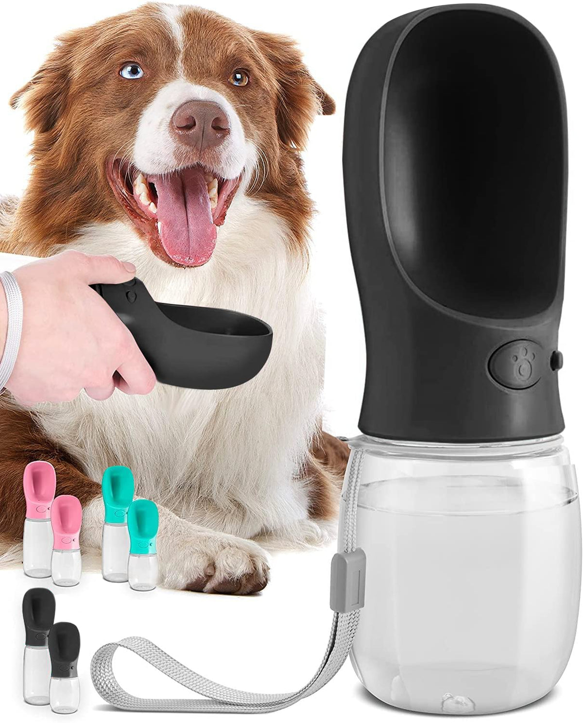 MalsiPree On the Go Dog Water Bottle - 12 oz Pink, Leak-Proof
