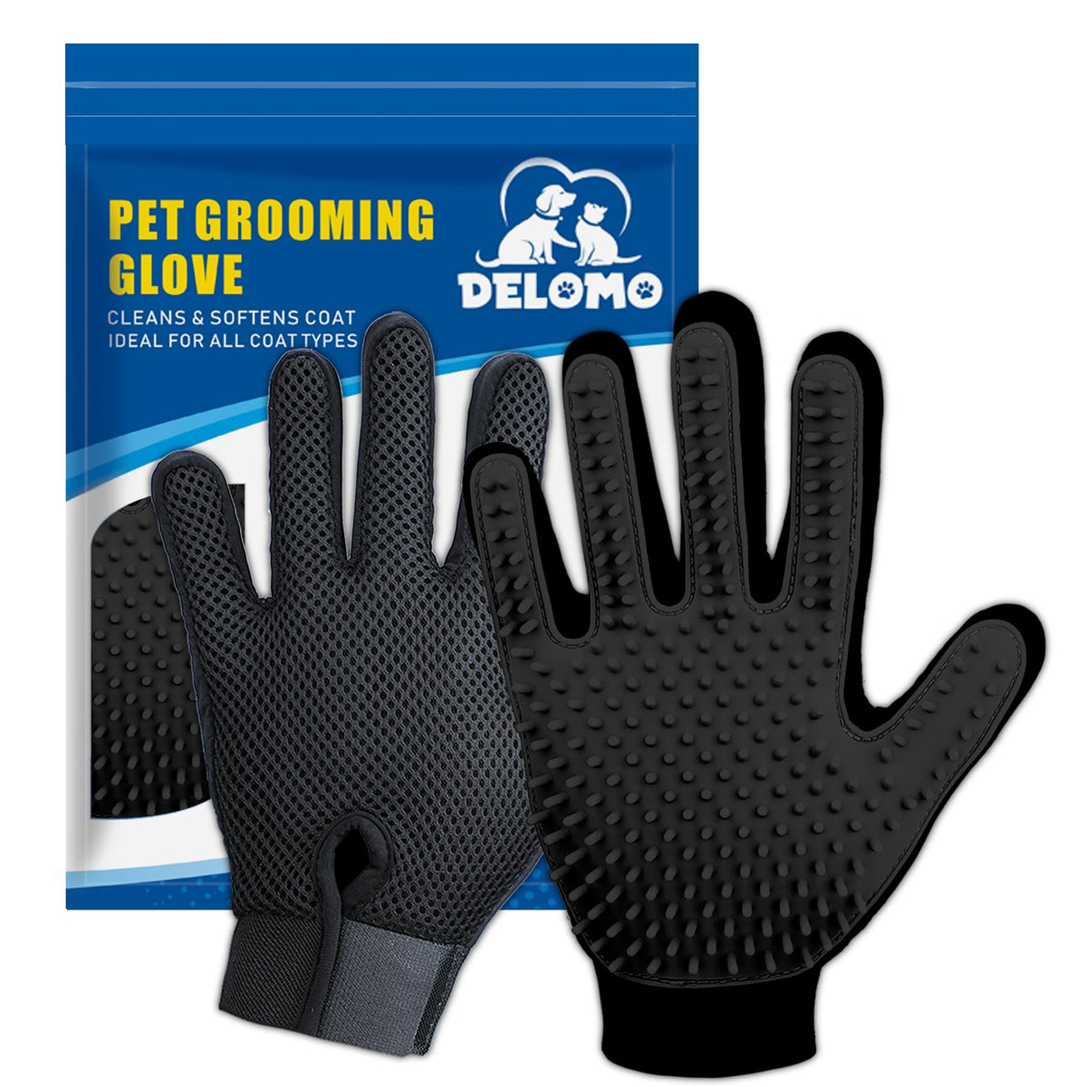 Pet Hair Removal Glove with 255 Silicone Tips for Dogs & Cats, 1 Pair Pink