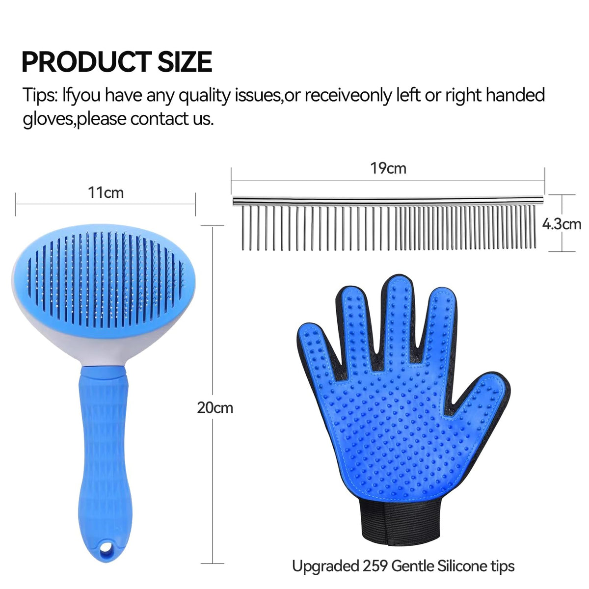 Dog & Cat Brush,Pet Grooming Kit 4PCS- Dog Brush for Shedding| A Pair Pet Hair Removal Gloves| Metal Comb for dog.Removes Undercoat, Tangled, Dirt and Massages. All hair Types