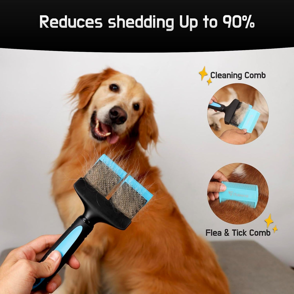 iToleeve Dual Flexible Head Slicker Brush, Round Tipped Pins, Skin Friendly