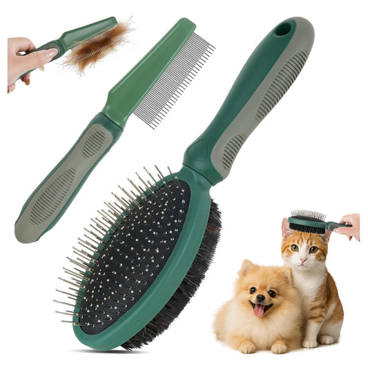 2PCS Pet Grooming Brush and Deshedding Comb Tools for Dogs Cats