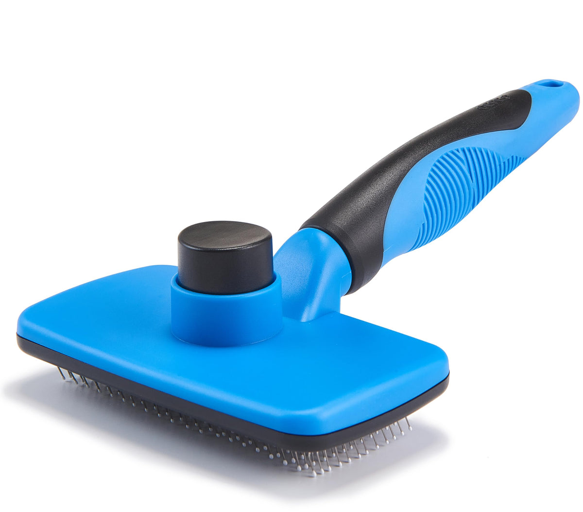 Self-Cleaning Slicker Brush for Dogs and Cats, Pet Grooming Brush for Shedding and Loose Fur, Stainless Steel Bristles, Textured Grip, Green