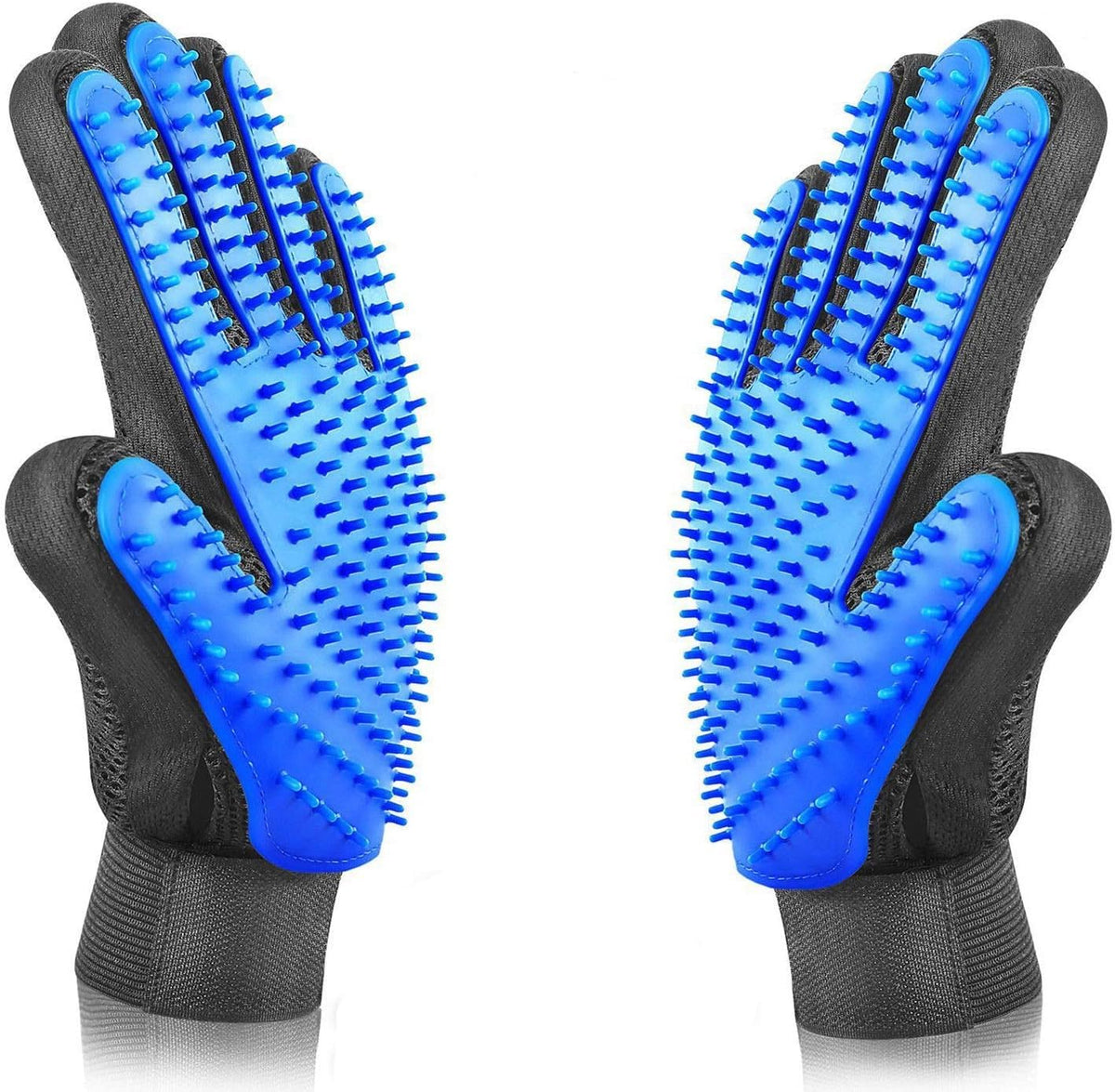 Pet Grooming Glove - Gentle Deshedding Brush Glove - Efficient Pet Hair Remover Mitt - Massage Tool with Enhanced Five Finger Design - Perfect for Dogs & Cats with Long & Short Fur (Black)