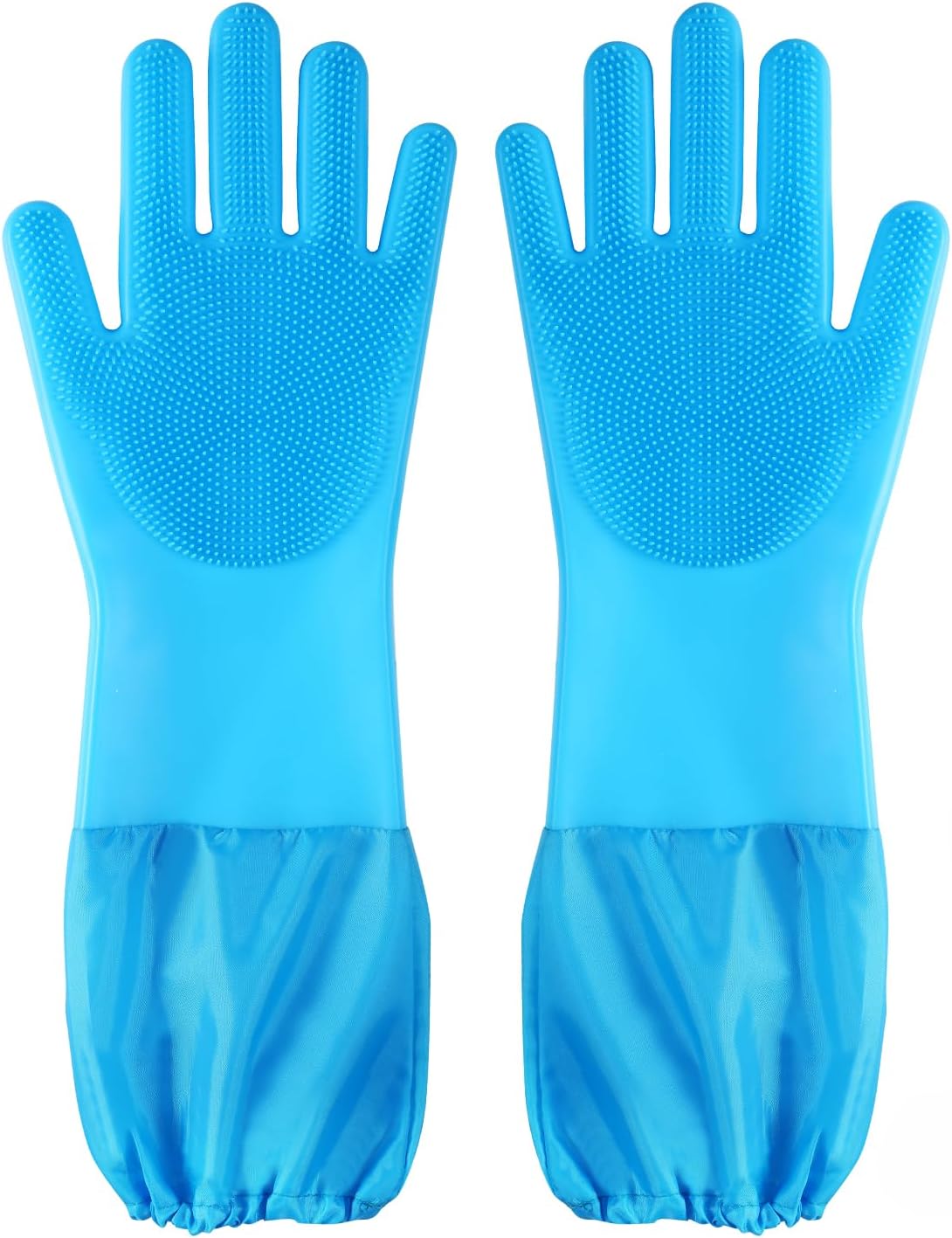 Dog washing gloves | Pet grooming gloves | Extra Long Arms 17.3in (blue)