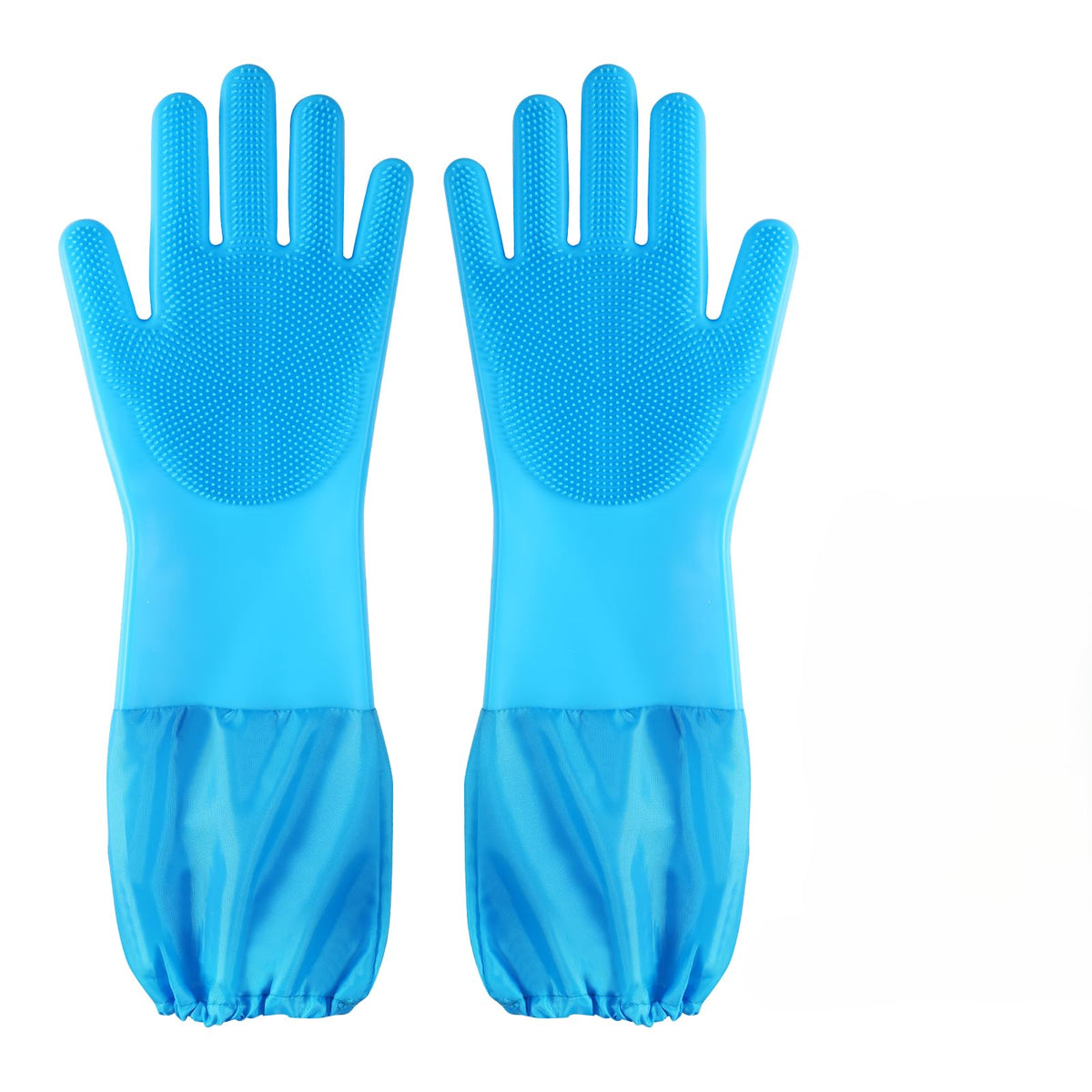 Dog washing gloves | Pet grooming gloves | Extra Long Arms 17.3in (blue)