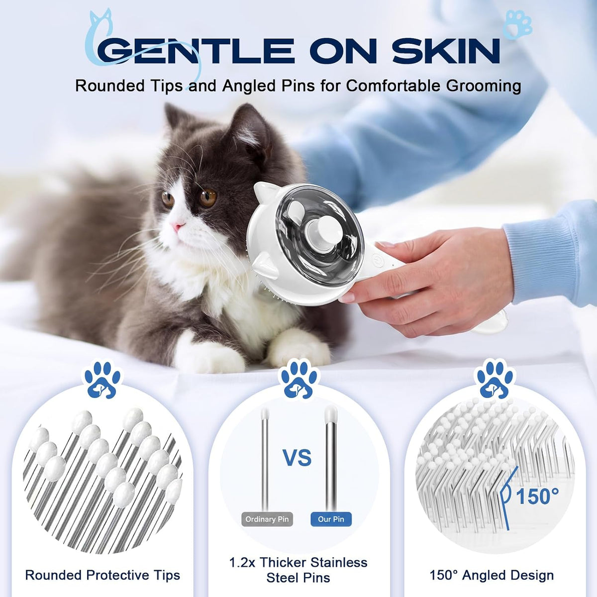 Pet Steam Brush Anti-static Self-Cleaning Mist Comb Dog Cat Grooming