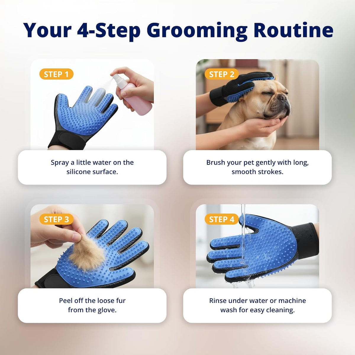 Silent Groom Pro Grooming Gloves for Dogs, Cats, Rabbits & Horses