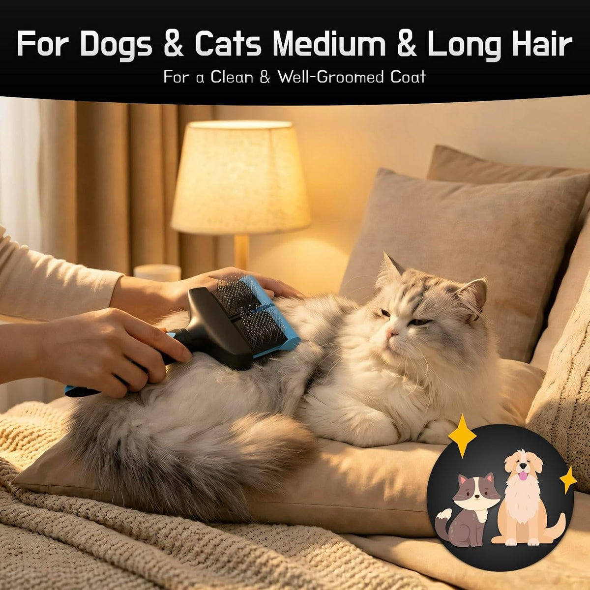 iToleeve Dual Flexible Head Slicker Brush, Round Tipped Pins, Skin Friendly
