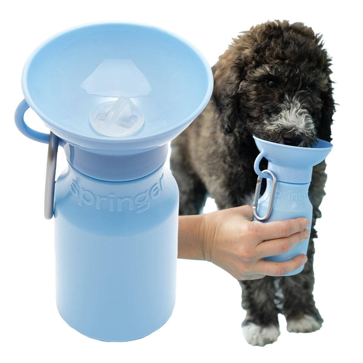 Springland 22oz Classic Portable Dog Water Bottle with Built-in Bowl,Indigo