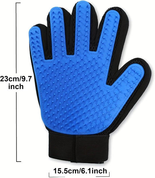 Pet Grooming Gloves for Cats and Dogs 1 Pair 2-in-1 Deshedding Brush and Massage Mitt Efficient Hair Remover Glove for Shedding and Bathing Safe for All Breeds Deep Blue