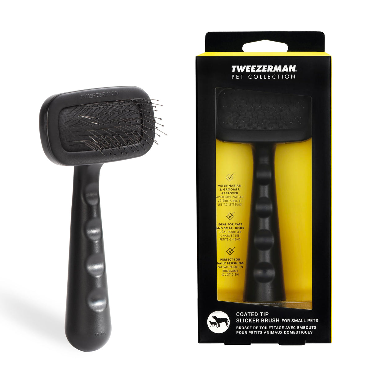 Tweezerman Slicker Brush for Pets-Grooming Brush with Coated Bristles