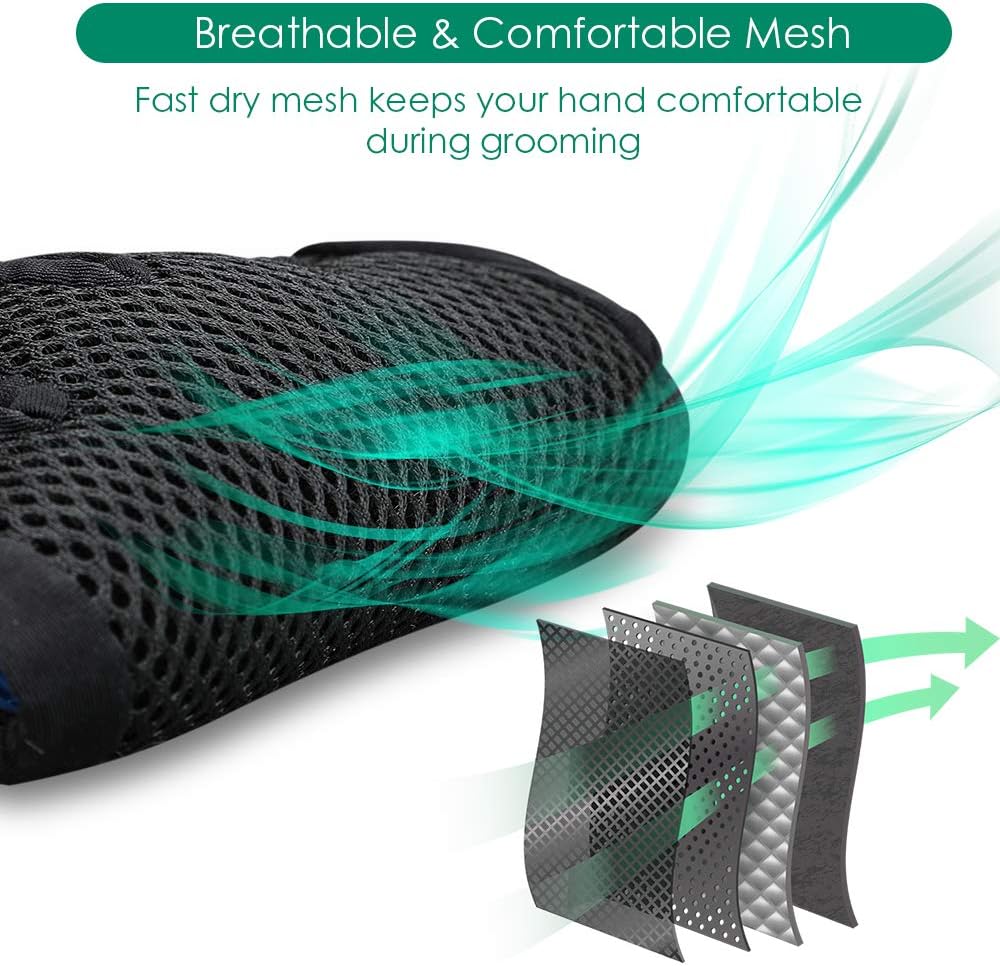 Pet Hair Removal Glove with 255 Silicone Tips for Dogs & Cats, 1 Pair Green