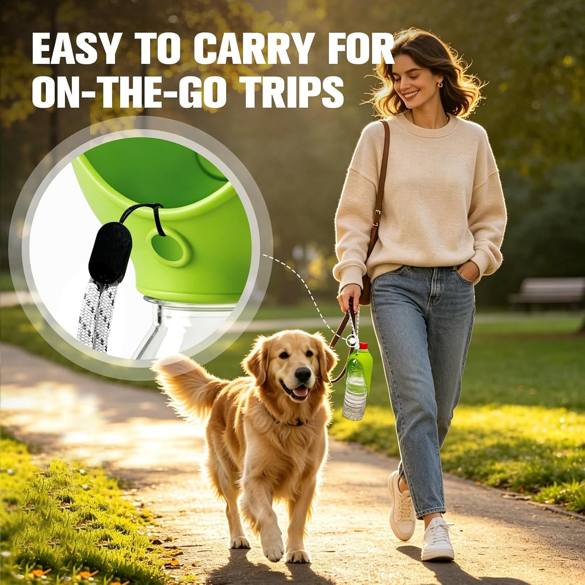 2pcs Portable Dog Water Bottle Attachment, Slip-on Pet Water Bowl for Walks
