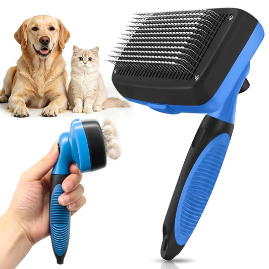 Self-Cleaning Dog Brush for Shedding, Slicker Brush & Grooming Tool