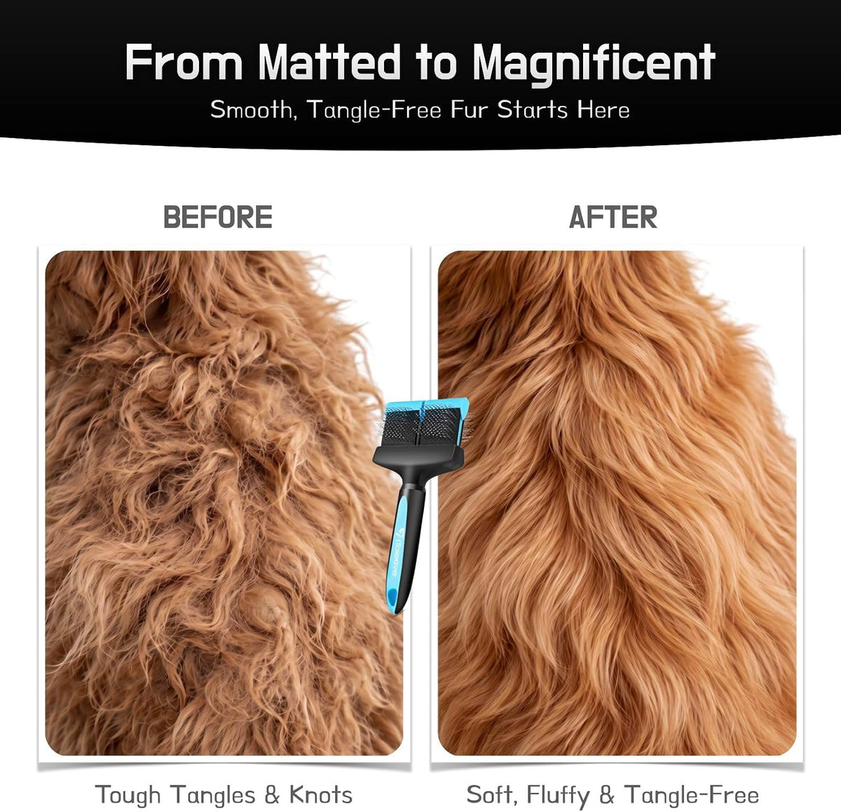 iToleeve Dual Flexible Head Slicker Brush, Round Tipped Pins, Skin Friendly