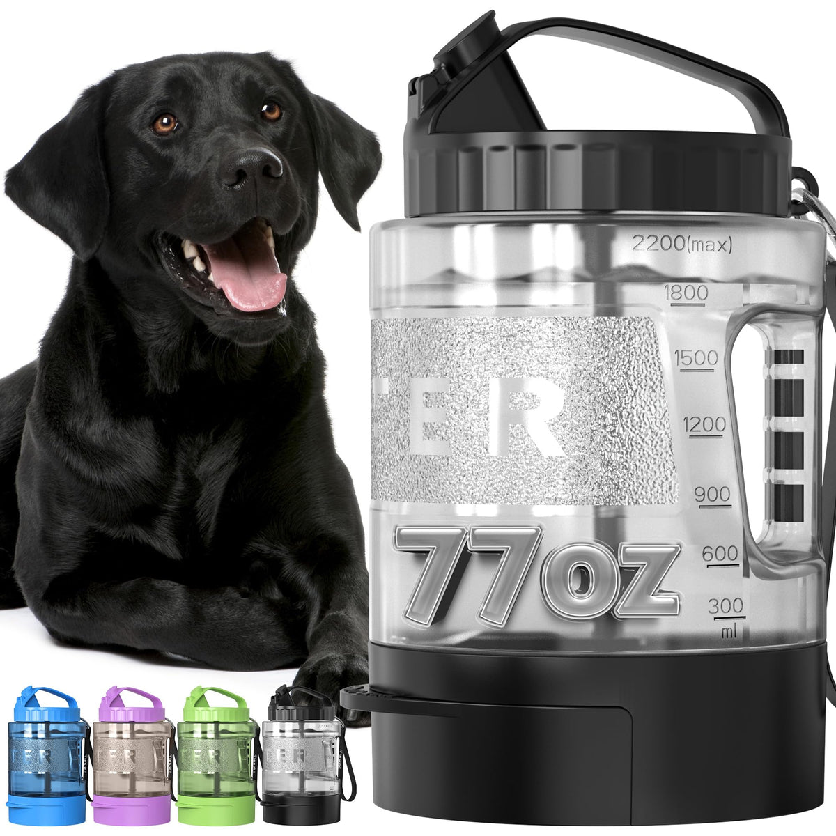 lesotc Dog Water Bottle, Portable Pet Dispenser with Water Bowl, Leak Proof Pet Travel Squeeze Bottle, Puppy Essentials Dog Stuff Accessories for Outdoor Walking, Hiking, Camping