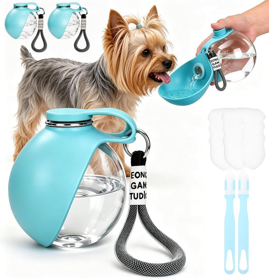 2PACK 2 in 1 Portable Dog Water Bottle with Silicone Bowl 10oz, Plastic