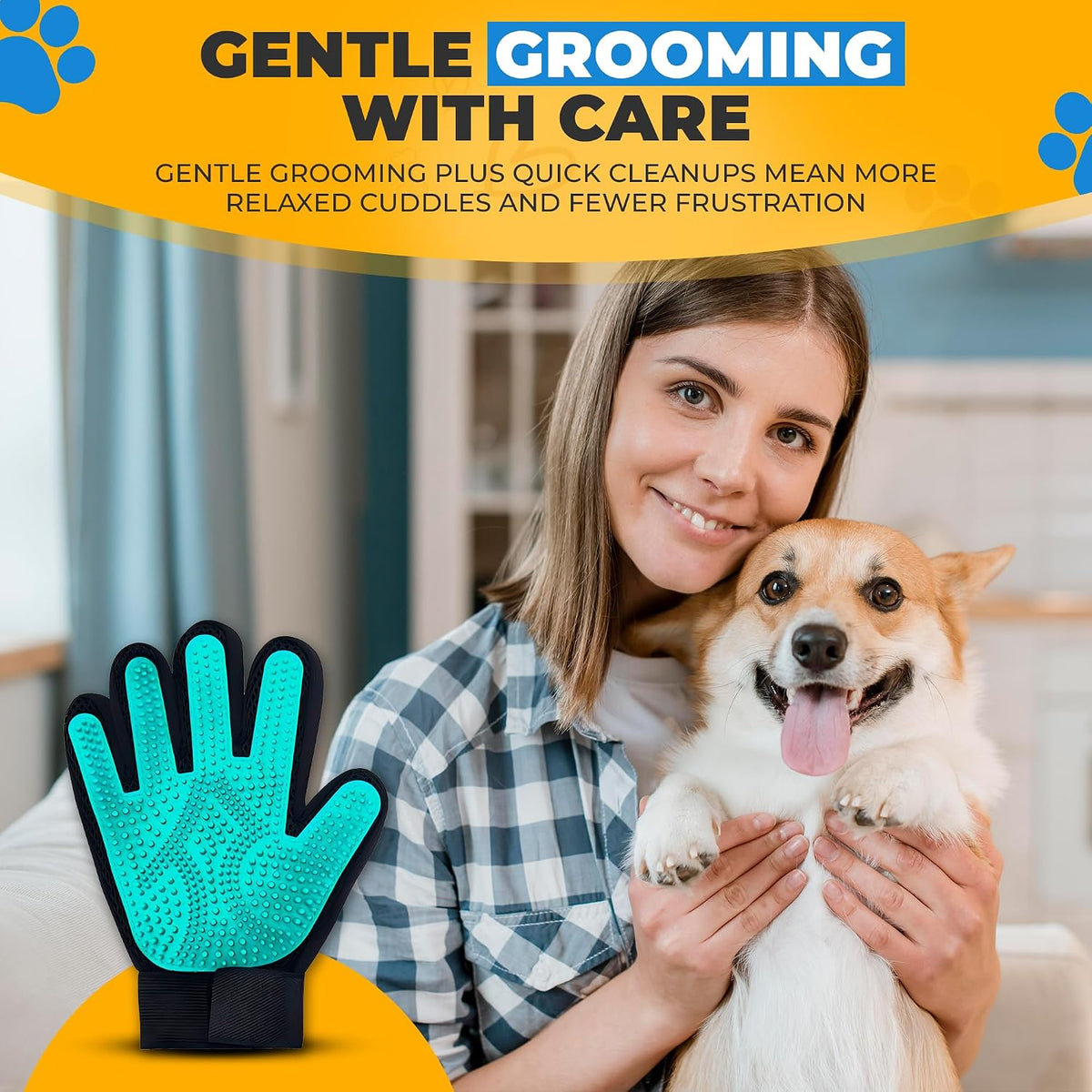 Pet Hair Removal Glove for Dogs & Cats – Dog Grooming Gloves for Shedding, Pet Hair Remover Glove – Pet Grooming Gloves, Cat Grooming Gloves & Cat Brush Glove – Dog Bath and Washing Gloves