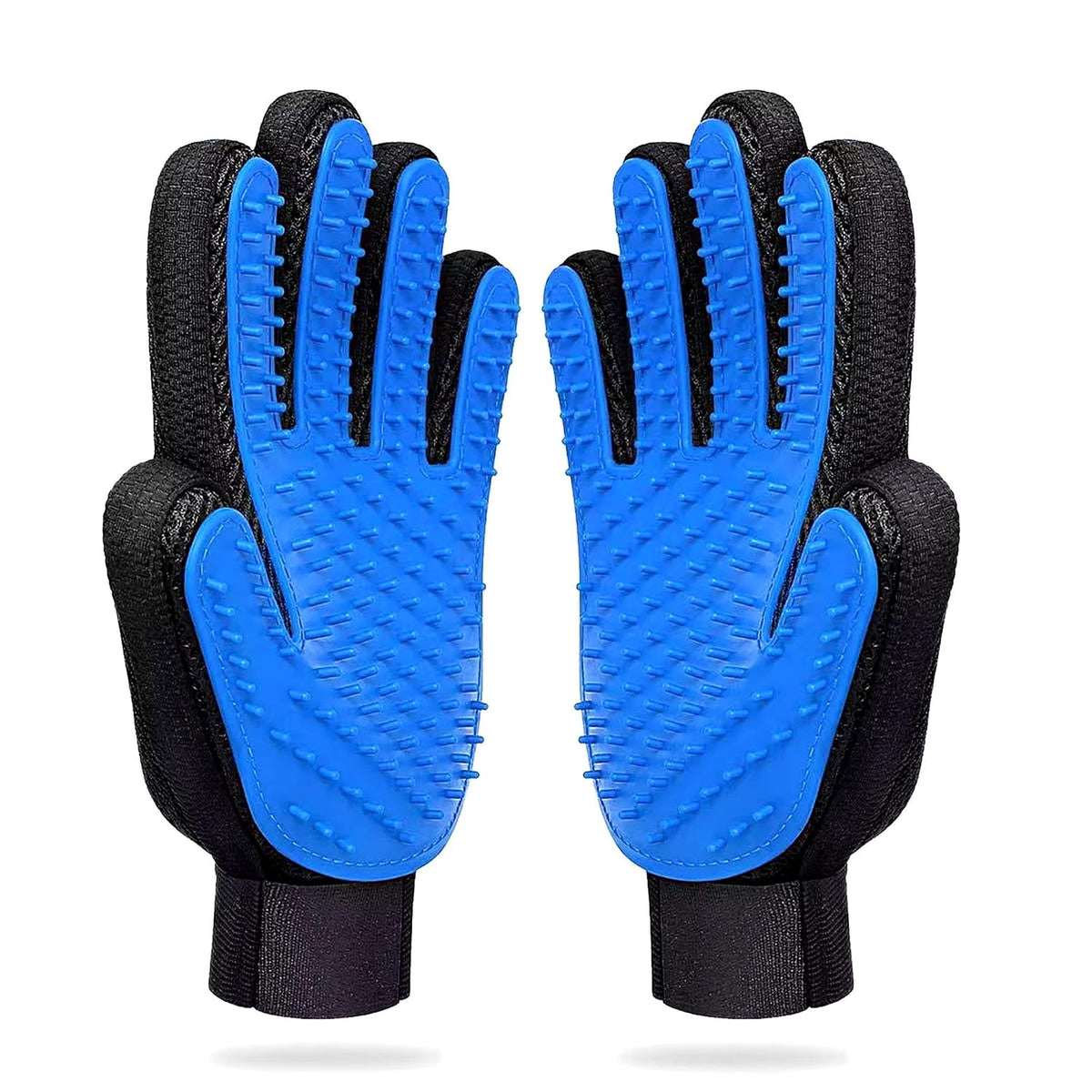 Pet Grooming Gloves – Deshedding & Bath Brush Gloves for Dogs, Cats & Horses, Gentle Hair Remover & Massage Mitt (Blue)