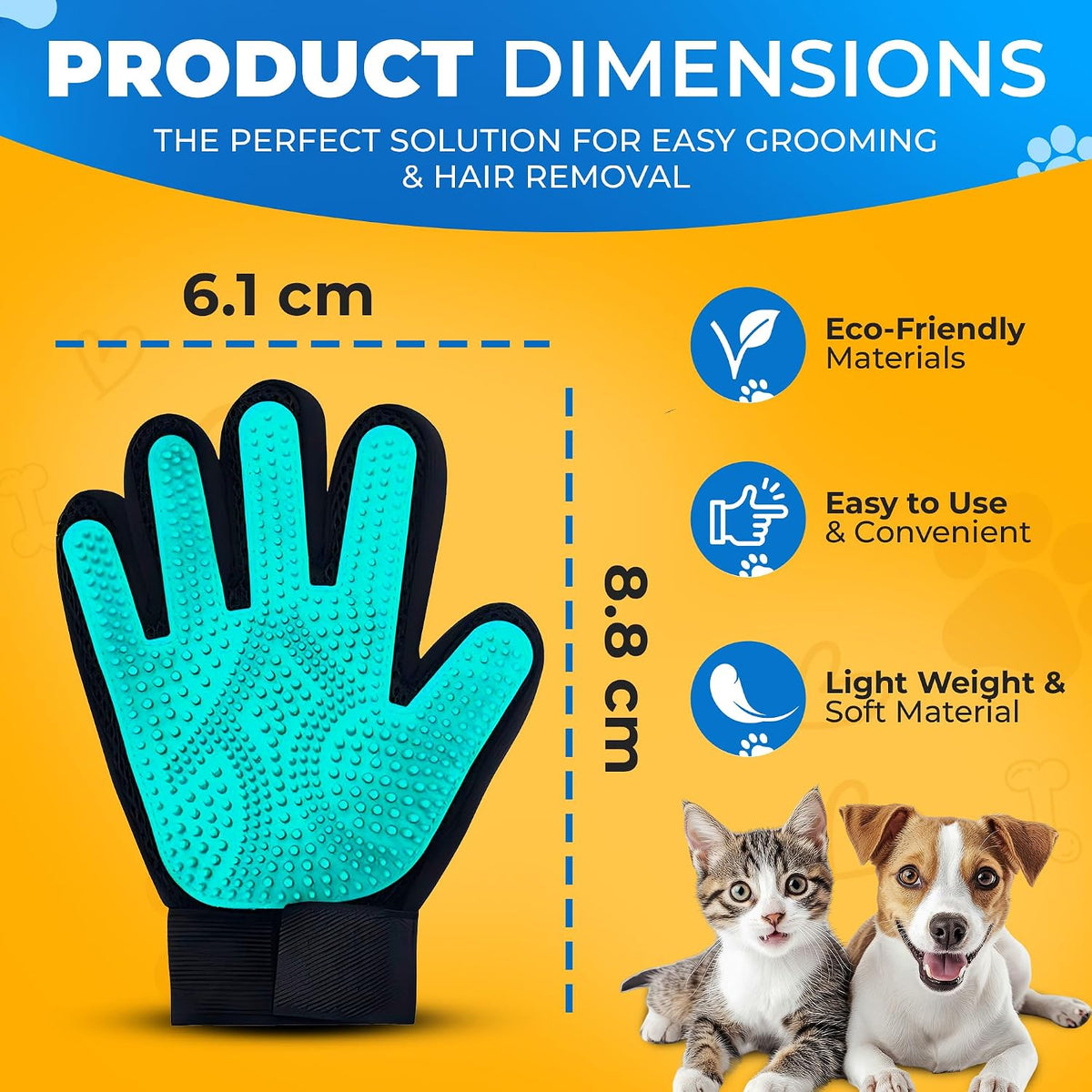 Pet Hair Removal Glove for Dogs & Cats – Dog Grooming Gloves for Shedding, Pet Hair Remover Glove – Pet Grooming Gloves, Cat Grooming Gloves & Cat Brush Glove – Dog Bath and Washing Gloves