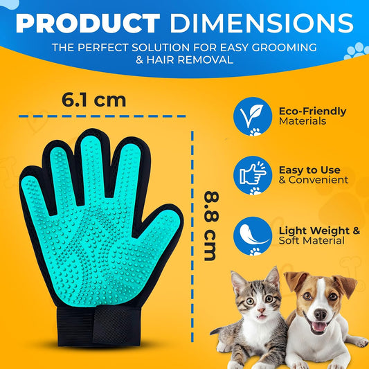 Pet Hair Removal Glove for Dogs & Cats – Dog Grooming Gloves for Shedding, Pet Hair Remover Glove – Pet Grooming Gloves, Cat Grooming Gloves & Cat Brush Glove – Dog Bath and Washing Gloves