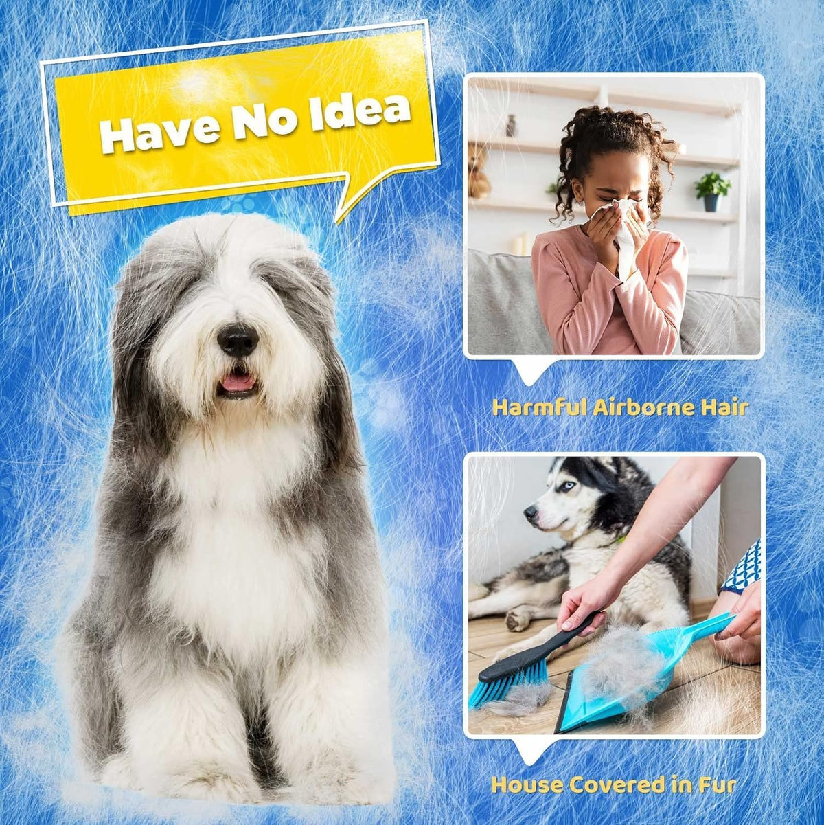 Pet Hair Removal Glove with 255 Silicone Tips for Dogs & Cats, Right Gray