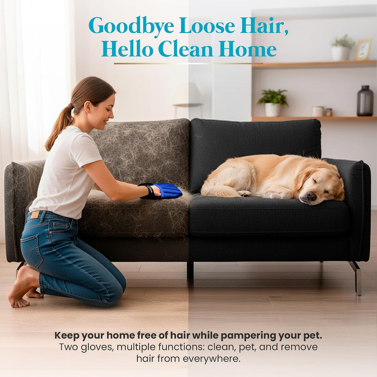 Cat Grooming Kit for Shedding – Deshedding Gloves + Self-Cleaning Mitt