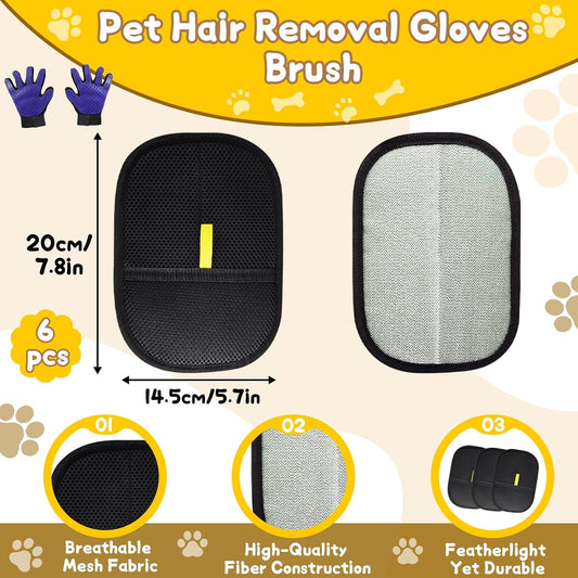 8 Pcs Pet Grooming Gloves for Shedding, Blue