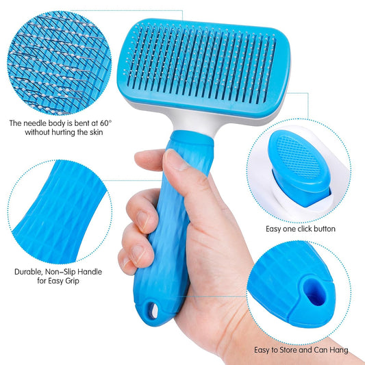 Dog & Cat Brush, Self Cleaning Slicker Brush for Pets Shedding