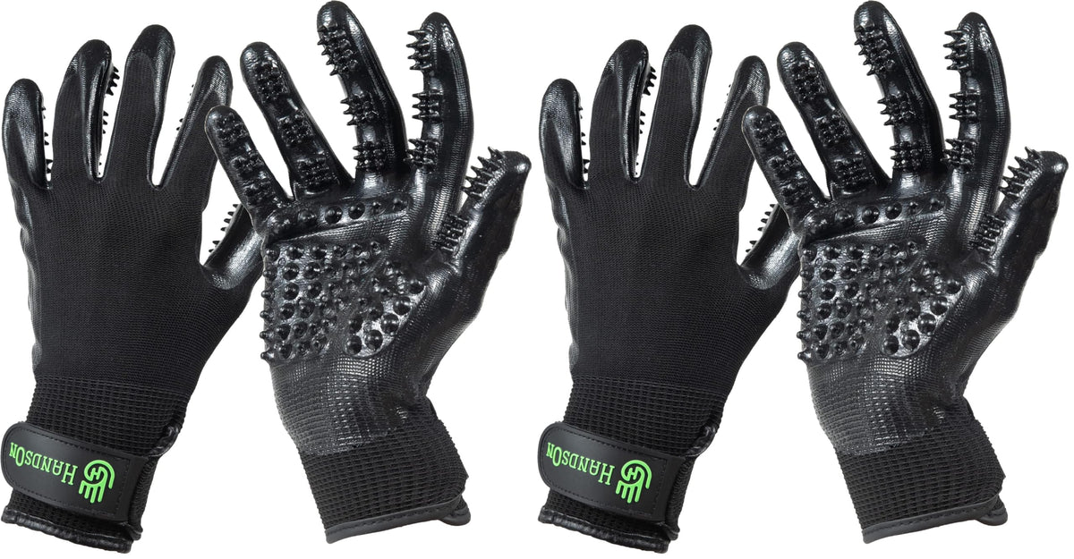 H HANDSON Pet Grooming Gloves - Patented #1 Ranked, Award Winning Shedding, Bathing, & Hair Remover Gloves - Gentle Brush for Cats, Dogs, and Horses (Grey, X-Large)