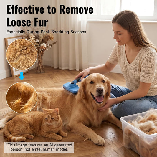 Self-Cleaning Dog Brush for Shedding, Slicker Brush & Grooming Tool