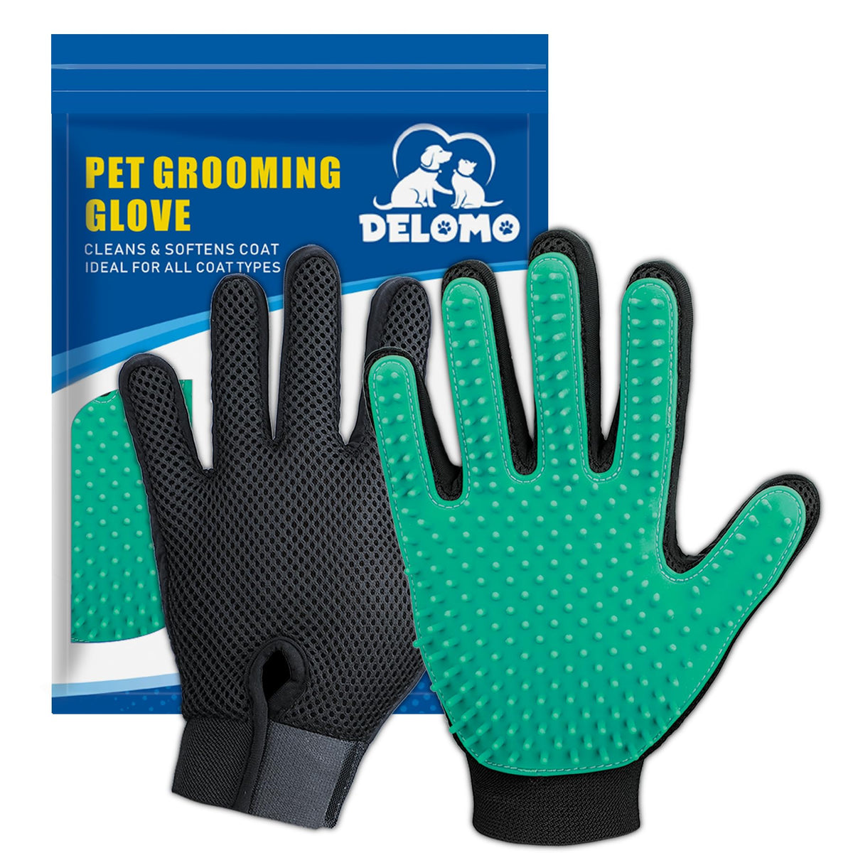 Pet Hair Removal Glove with 255 Silicone Tips for Dogs & Cats, 1 Pair Pink