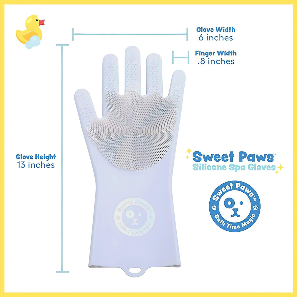 Sweet Paws Silicone Spa Dog & Cat Bathing & Grooming Gloves, 2 Count, Reversible, Nontoxic, & Easy to Clean, Thousands of Massaging Micro-bristles to Pamper Your Pet - Clean Slate