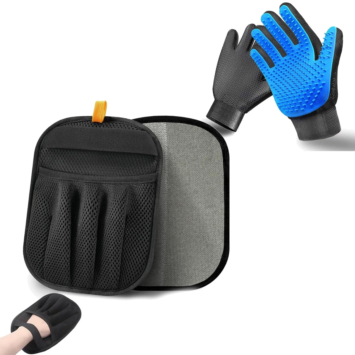 NVNAN Pet Hair Removal Glove for Dogs & Cats, 2-Pack Gray