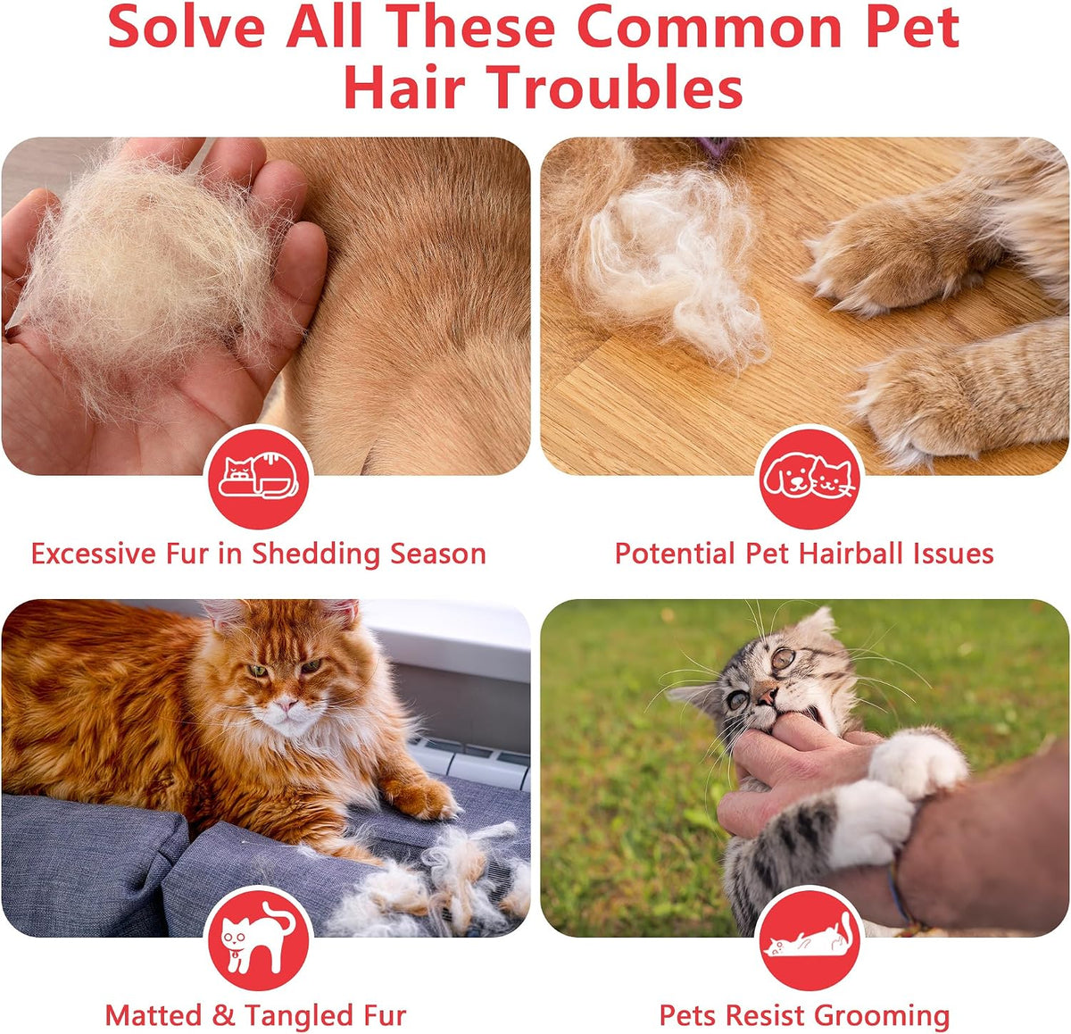 Pet Hair Removal Glove with Silicone Tips for Cat&Dog,1 Pair,Red