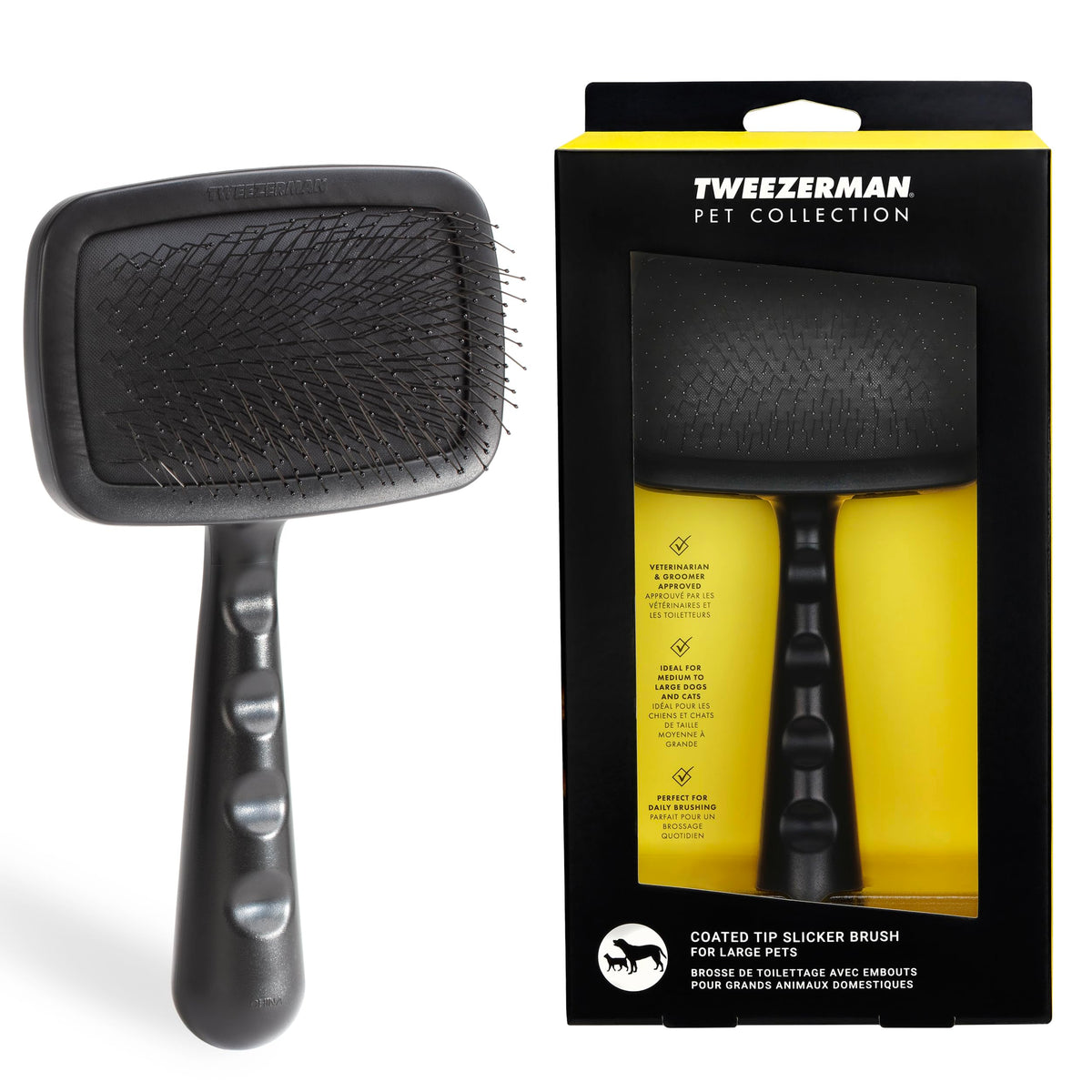Tweezerman Slicker Brush for Pets-Grooming Brush with Coated Bristles