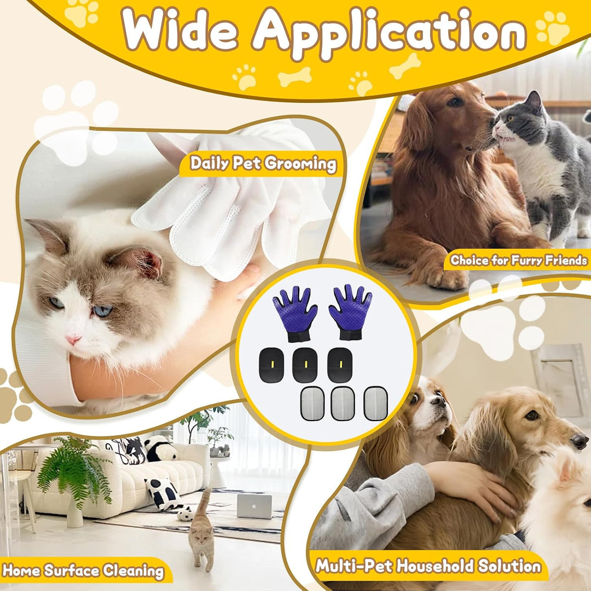 8 Pcs Pet Grooming Gloves for Shedding, Blue
