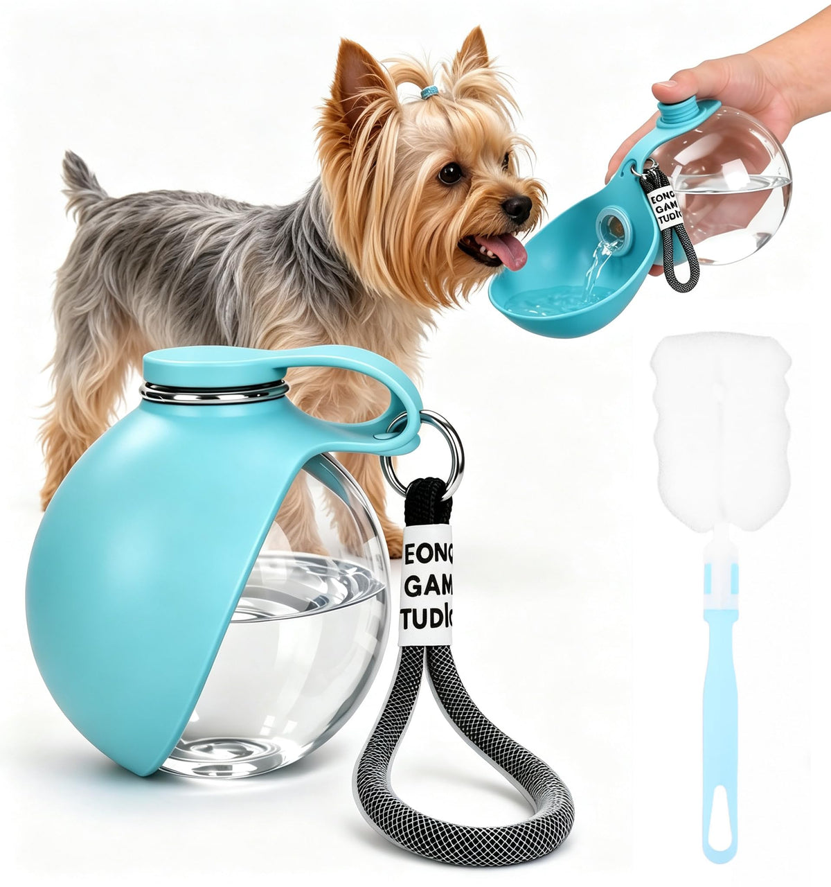 2PACK 2 in 1 Portable Dog Water Bottle with Silicone Bowl 10oz, Plastic