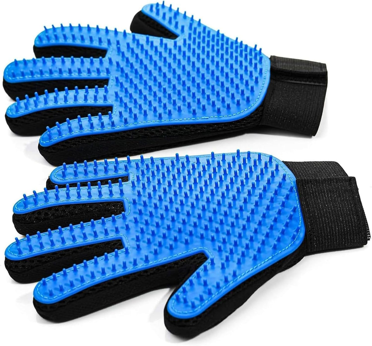 Pet Grooming Gloves for Cats and Dogs 1 Pair 2-in-1 Deshedding Brush and Massage Mitt Efficient Hair Remover Glove for Shedding and Bathing Safe for All Breeds Deep Blue