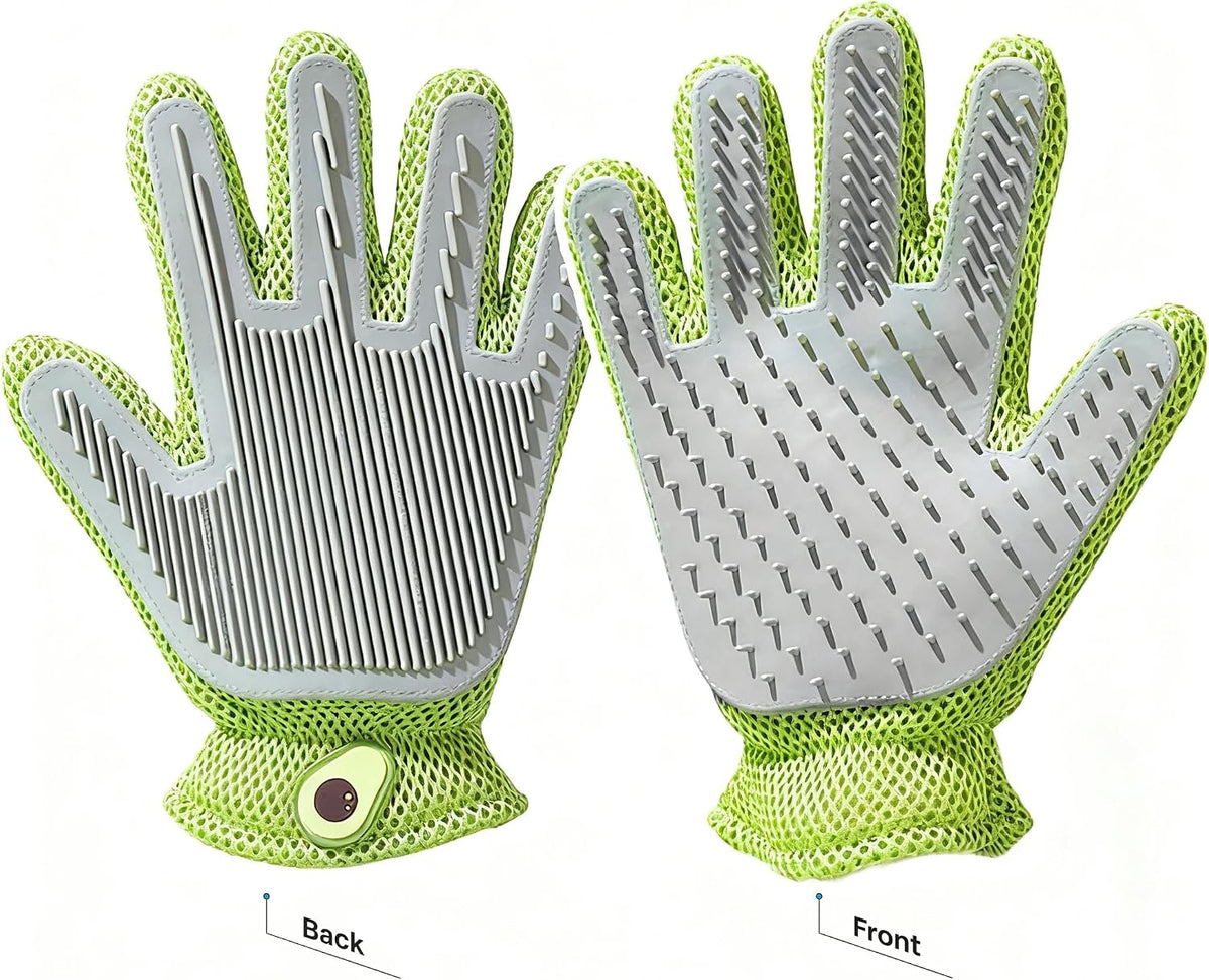 MEUOMIW - Pet Grooming Glove & Hair Remover - Deshedding Brush for Shedding Control - Gentle Massage Mitt for Dogs & Cats with Long and Short Fur - Ideal for Bathing and Grooming (one piece)